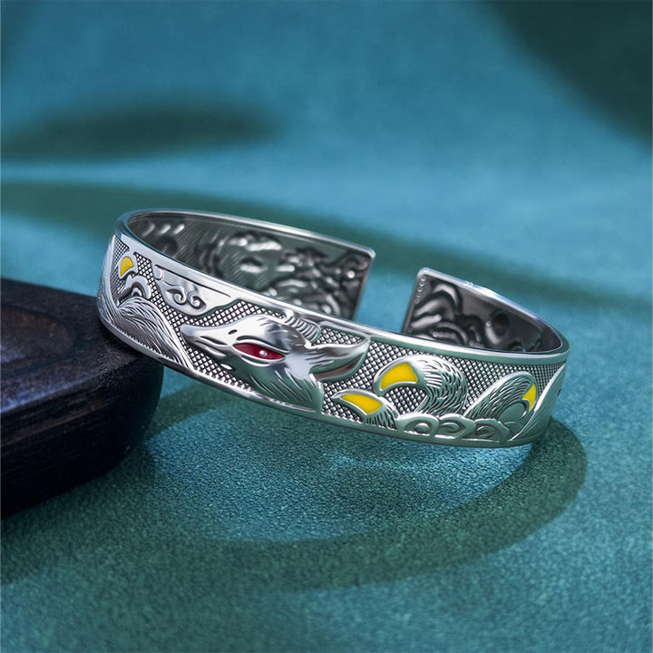 Braccialetto regolabile aperto con protezione in rame a forma di volpe a nove code Buddha Stones - Volpe a nove code - image 0