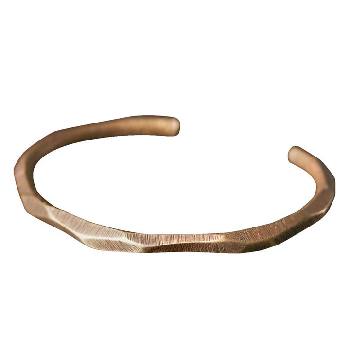 Bracciale rigido aperto per la cura di sé, in ottone e rame, lucidato a mano, con Buddha Stones - image 8