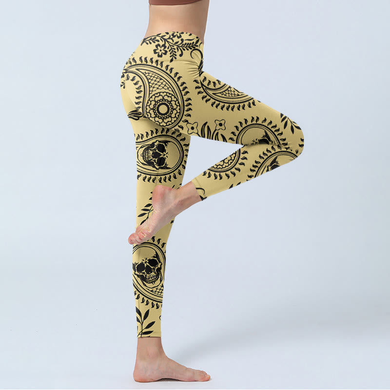 Leggings da palestra con motivo a teschio Buddha Stones, pantaloni da yoga da donna - image 3