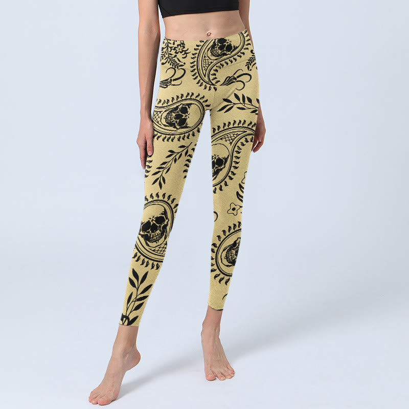 Leggings da palestra con motivo a teschio Buddha Stones, pantaloni da yoga da donna - image 5