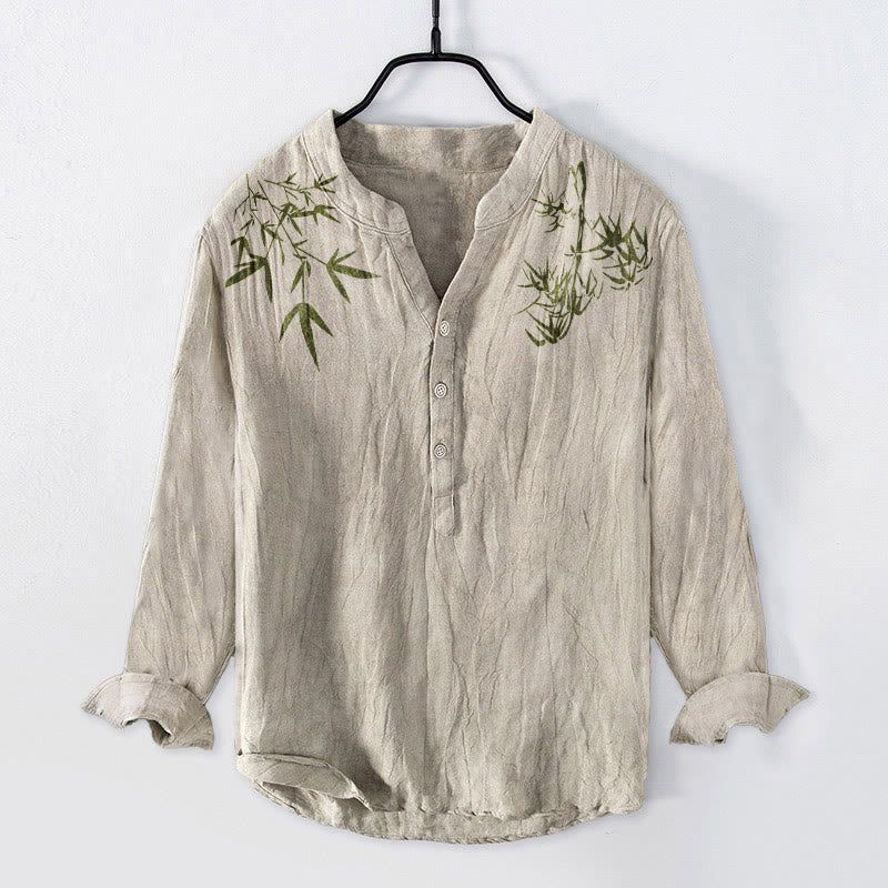 Camicia da uomo in cotone e lino a maniche lunghe con motivo a Buddha Stones - Biancheria - US/UK/AU50, EU60 (5XL) - image 0