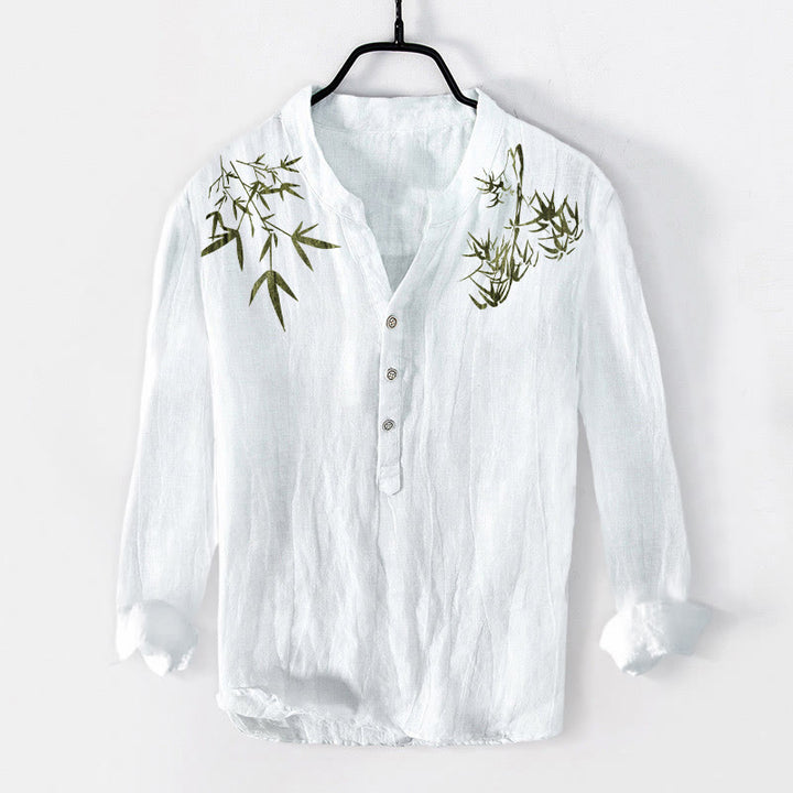 Camicia da uomo in cotone e lino a maniche lunghe con motivo a Buddha Stones - Bianco - US/UK/AU50, EU60 (5XL) - image 6