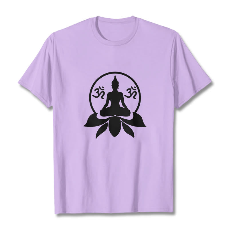 Buddha Stones con disegno di Buddha seduto su un fiore di loto, simbolo OM, mantra sanscriti - Prugna - 2XL - image 13