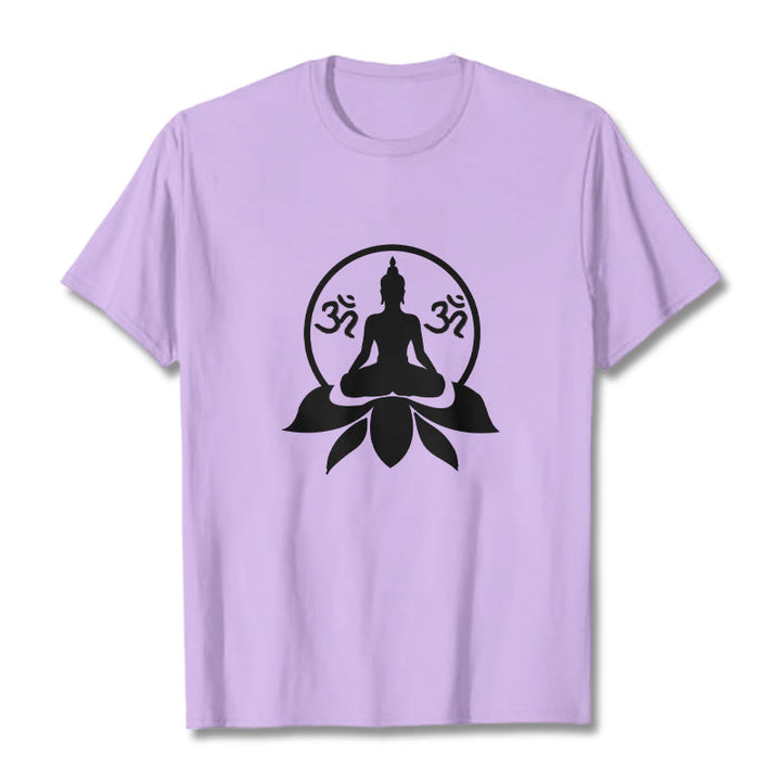 Buddha Stones con disegno di Buddha seduto su un fiore di loto, simbolo OM, mantra sanscriti - Prugna - 2XL - image 13