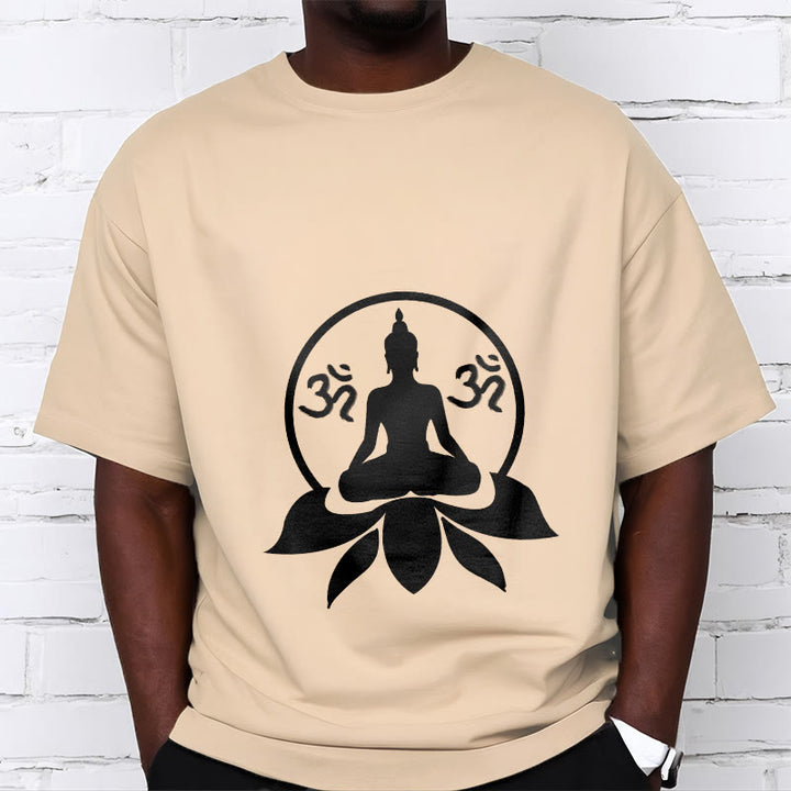 Buddha Stones con disegno di Buddha seduto su un fiore di loto, simbolo OM, mantra sanscriti - Biscotto - 2XL - image 11
