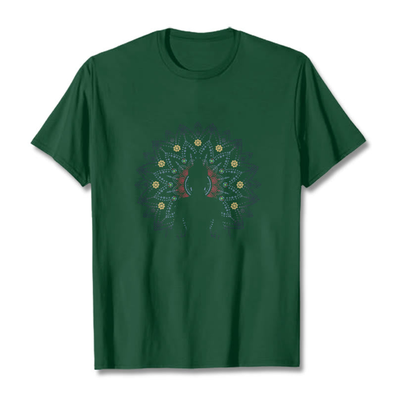 Maglietta con motivo Buddha Stones Mandala Flower Sereno Buddha seduto - Verde foresta - 2XL - image 12