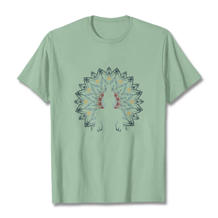 Maglietta con motivo Buddha Stones Mandala Flower Sereno Buddha seduto - Verde pallido - 2XL - image 4