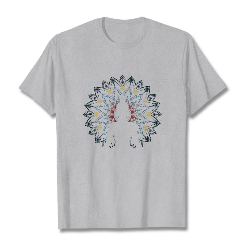 Maglietta con motivo Buddha Stones Mandala Flower Sereno Buddha seduto - Grigio chiaro - 2XL - image 19