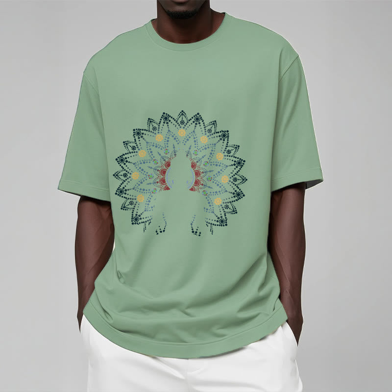 Maglietta con motivo Buddha Stones Mandala Flower Sereno Buddha seduto - image 5