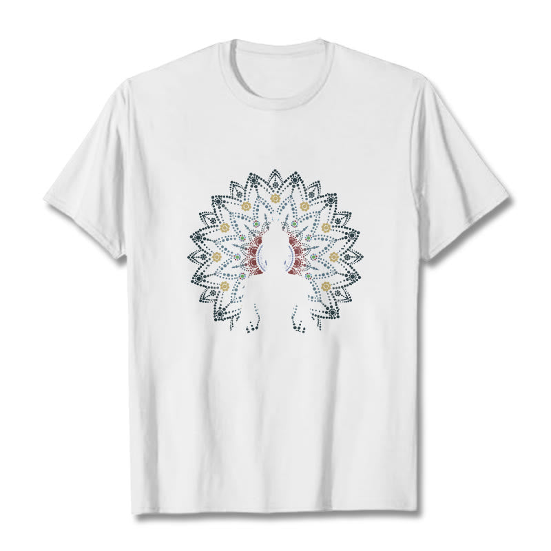 Maglietta con motivo Buddha Stones Mandala Flower Sereno Buddha seduto - Bianco - 2XL - image 0