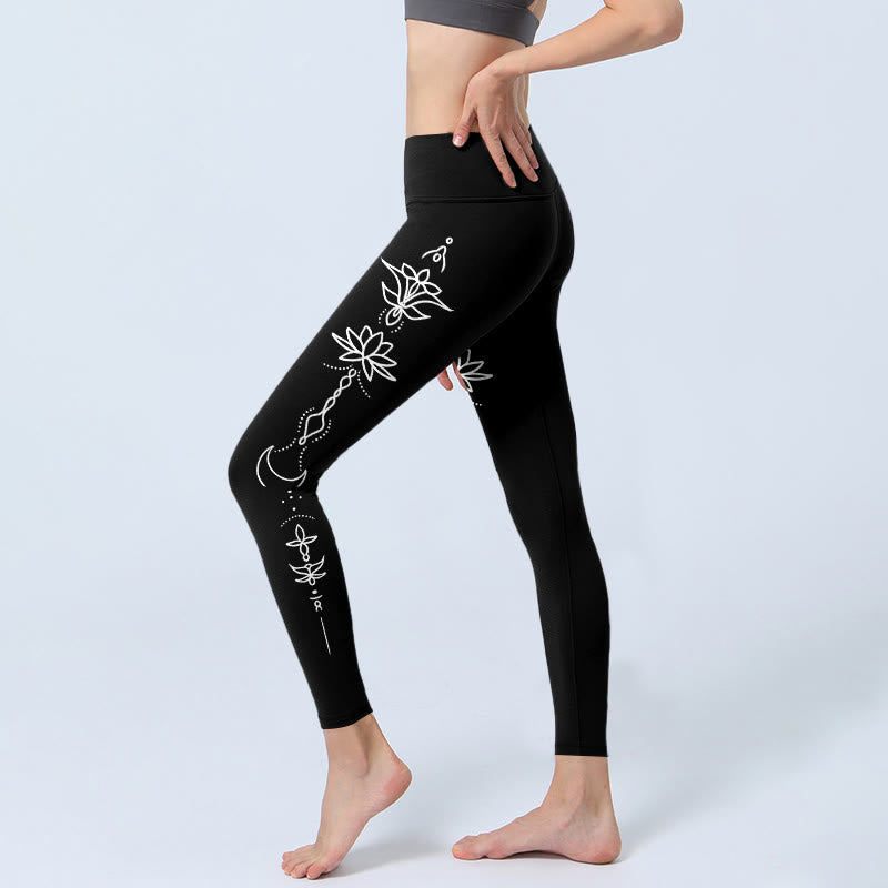 Leggings da palestra con motivo a mezza luna e Buddha Stones, pantaloni da yoga da donna - image 2