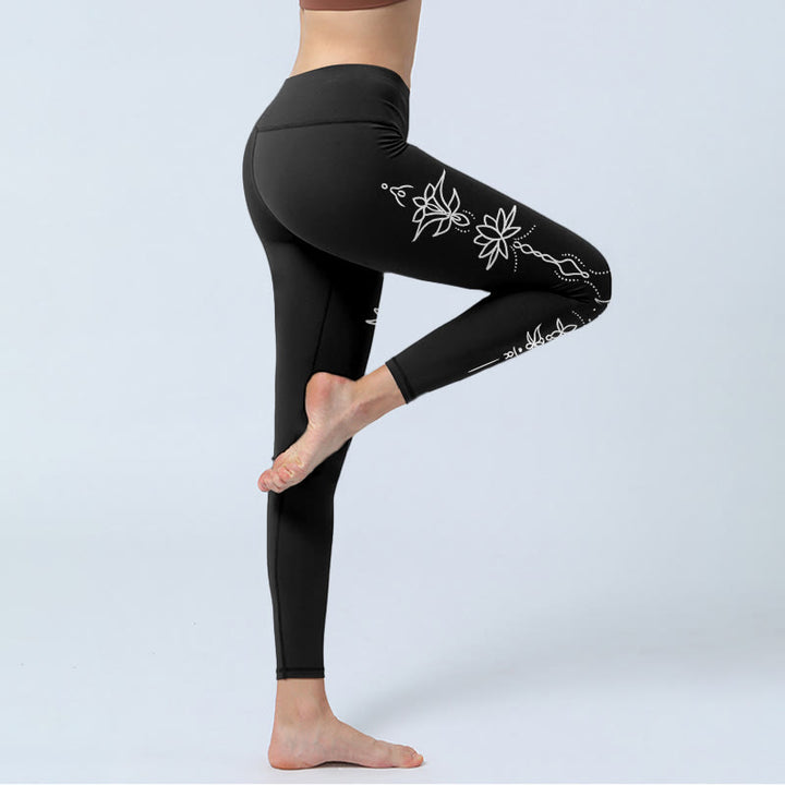 Leggings da palestra con motivo a mezza luna e Buddha Stones, pantaloni da yoga da donna - image 4