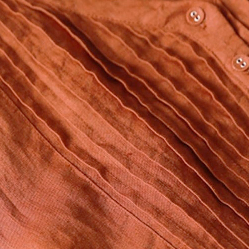 Abito midi casual con pieghe a fisarmonica, scollo a V, maniche corte e tasche, modello Buddha Stones - image 14