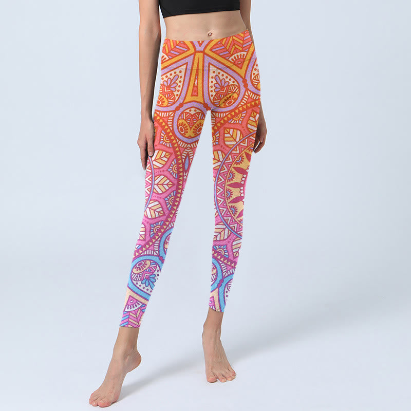 Leggings da palestra con motivo mandala colorato Buddha Stones , pantaloni da yoga da donna - image 5