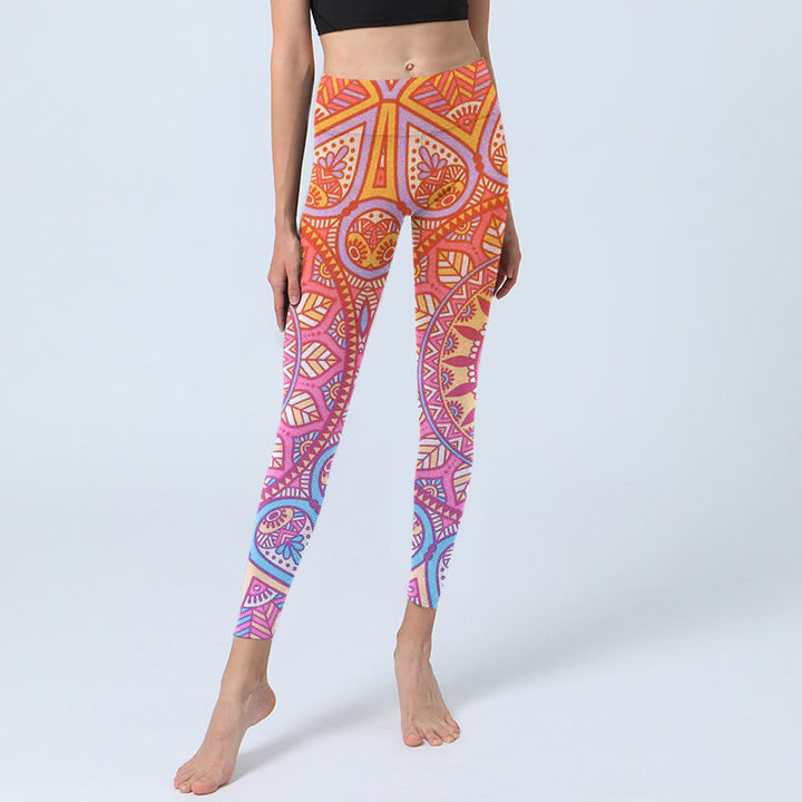 Leggings da palestra con motivo mandala colorato Buddha Stones , pantaloni da yoga da donna - image 5