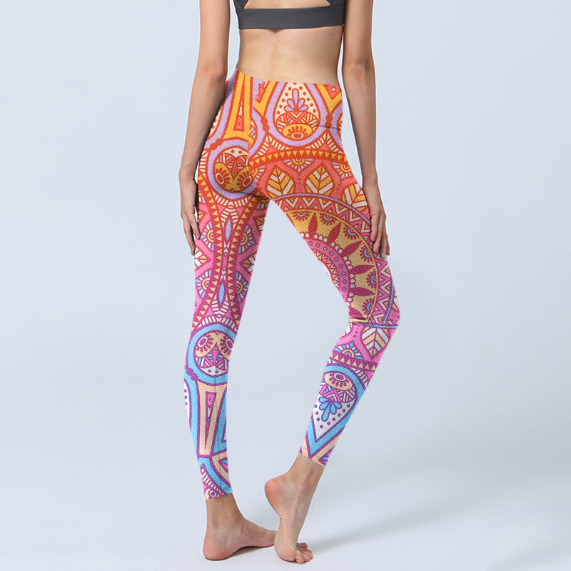 Leggings da palestra con motivo mandala colorato Buddha Stones , pantaloni da yoga da donna - image 3