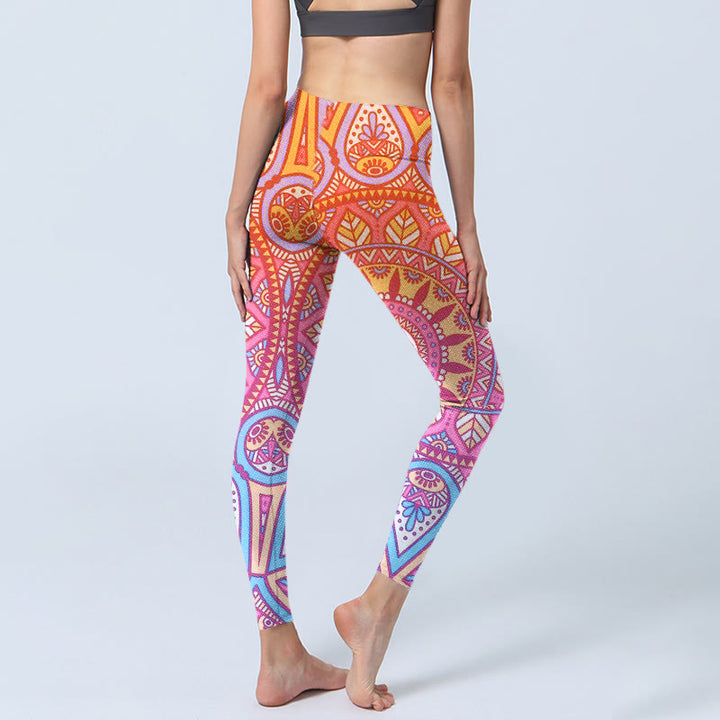 Leggings da palestra con motivo mandala colorato Buddha Stones , pantaloni da yoga da donna - image 3