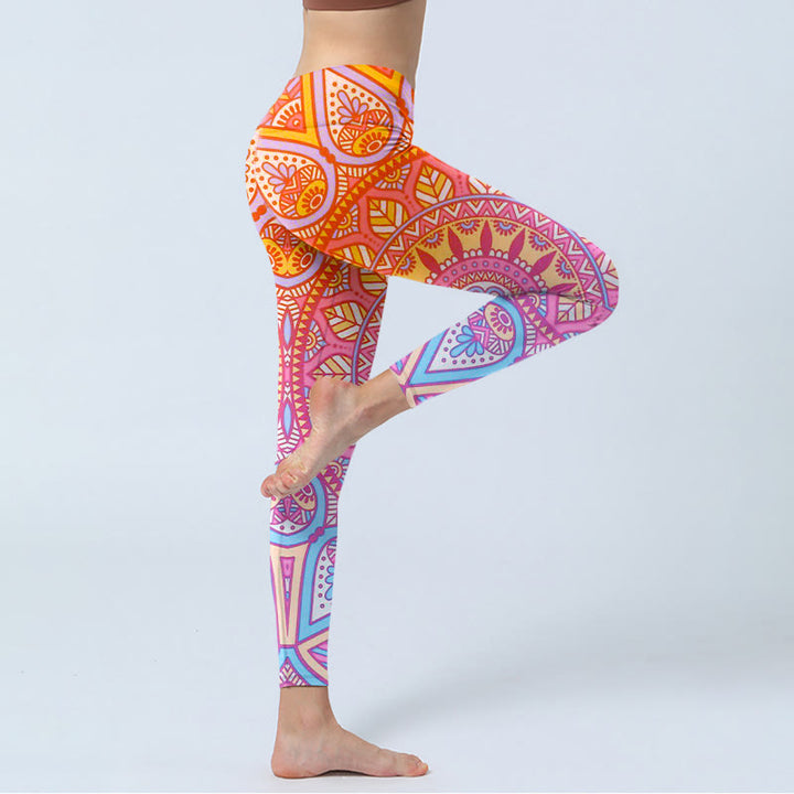 Leggings da palestra con motivo mandala colorato Buddha Stones , pantaloni da yoga da donna - image 4