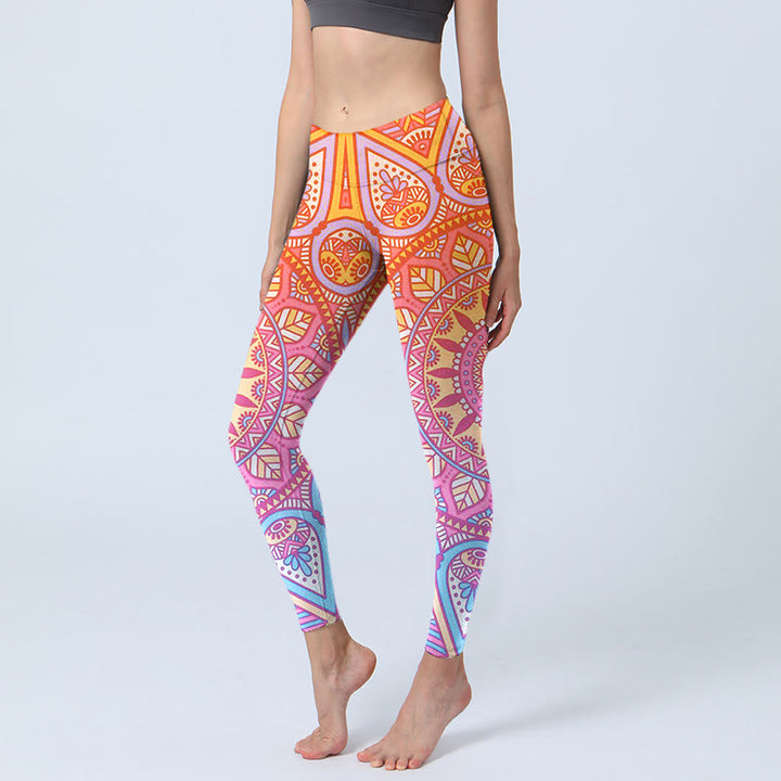 Leggings da palestra con motivo mandala colorato Buddha Stones , pantaloni da yoga da donna - Pomodoro - US18, UK/AU22, EU50 (4XL) - image 0