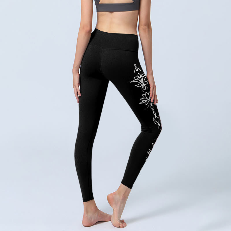 Leggings da palestra con motivo a mezza luna e Buddha Stones, pantaloni da yoga da donna - image 3