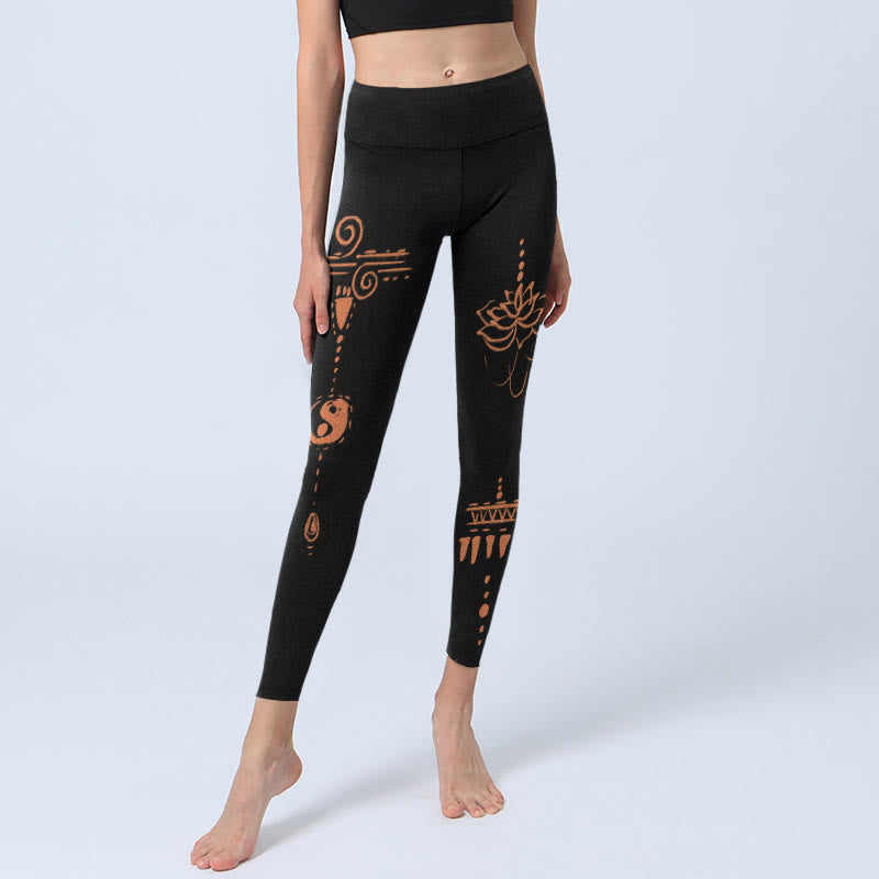 Leggings da palestra a forma di spirale di loto Buddha Stones, pantaloni da yoga da donna - image 5