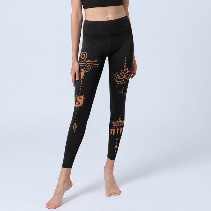 Leggings da palestra a forma di spirale di loto Buddha Stones, pantaloni da yoga da donna - image 5