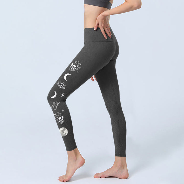 Leggings da palestra con motivo a teschio e falena lunare Buddha Stones, pantaloni da yoga da donna - image 2