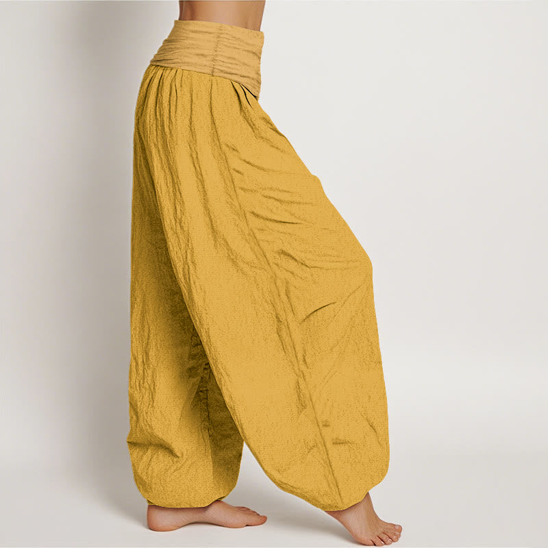 Pantaloni harem da donna in puro cotone con elastico in vita Buddha Stones Goldenrod - image 2