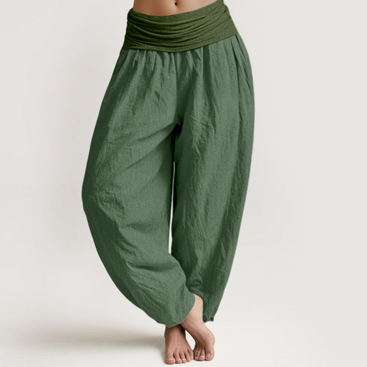 Pantaloni harem da donna in puro cotone con elastico in vita , Buddha Stones SeaGreen - SeaGreen - US22, UK/AU26, EU54 (6XL) - image 0