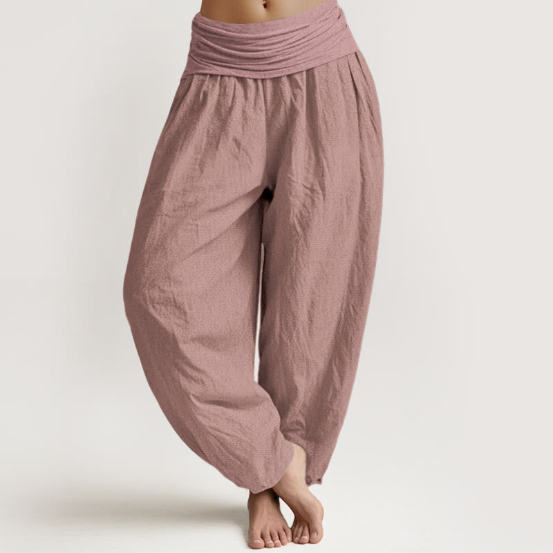 Pantaloni harem da donna in puro cotone con elastico in vita Buddha Stones LightPink - Rosa chiaro - US22, UK/AU26, EU54 (6XL) - image 0