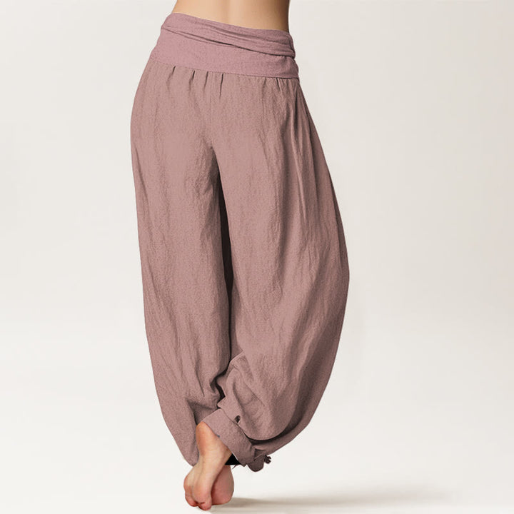 Pantaloni harem da donna in puro cotone con elastico in vita Buddha Stones LightPink - image 1