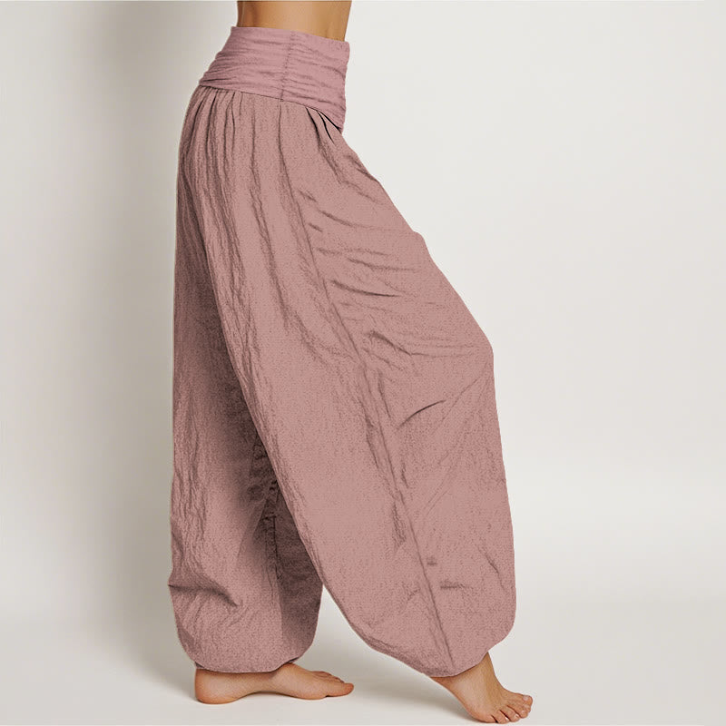 Pantaloni harem da donna in puro cotone con elastico in vita Buddha Stones LightPink - image 2