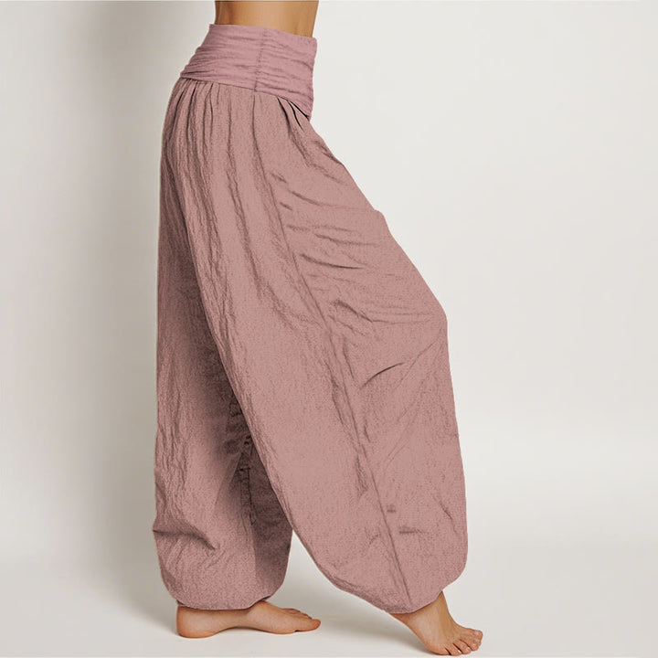 Pantaloni harem da donna in puro cotone con elastico in vita Buddha Stones LightPink - image 2