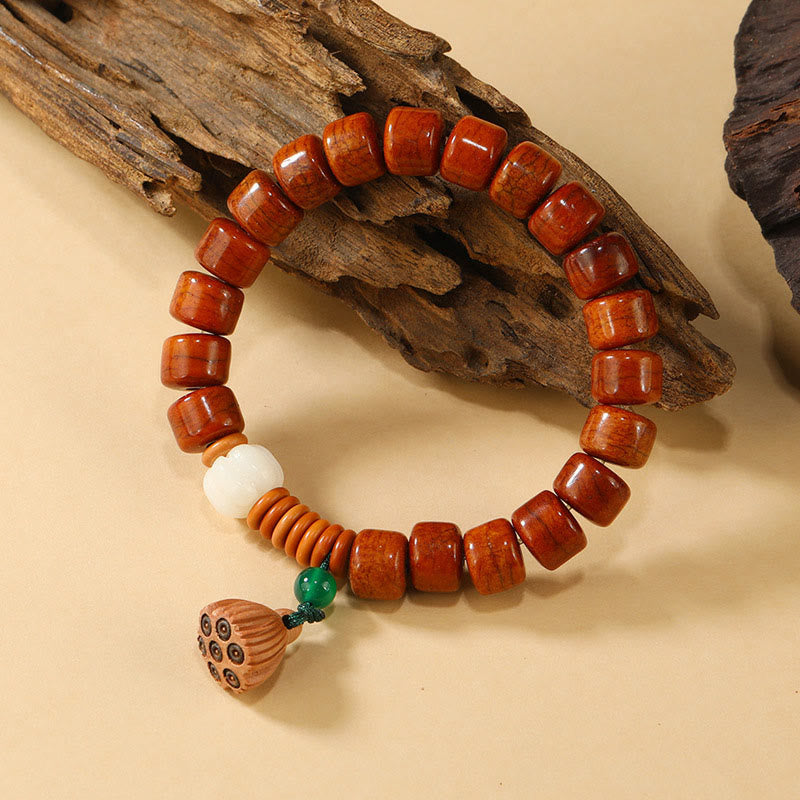 Braccialetto dell'illuminazione con fibbia della pace in Buddha Stones, perline di osso e loto - image 8