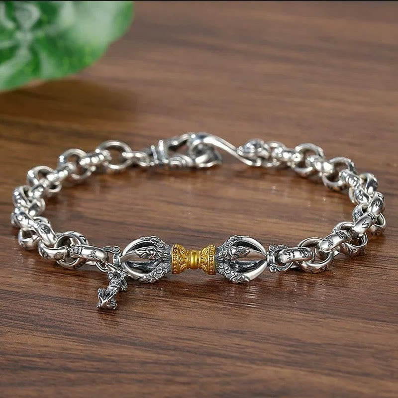 Bracciale calmo in rame retrò Buddha Stones Om Mani Padme Hum Vajra - 18 centimetri - image 0