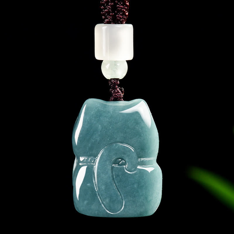 Collana di giada con ciondolo a forma di gatto , Buddha Stones naturali che attraggono ricchezza e prosperità - image 1