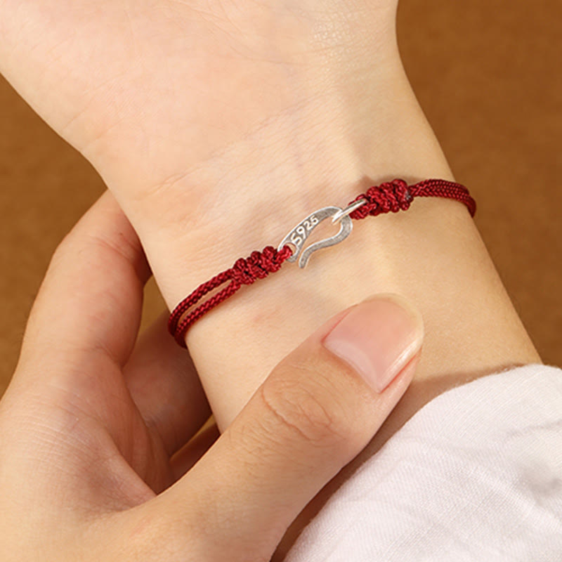 Braccialetto colorato con corda rossa e gancio in argento sterling 925 Buddha Stones - image 5