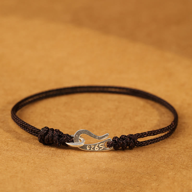 Braccialetto colorato con corda rossa e gancio in argento sterling 925 Buddha Stones - Marrone sella - 20 centimetri - image 18