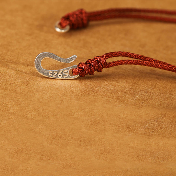 Braccialetto colorato con corda rossa e gancio in argento sterling 925 Buddha Stones - image 14