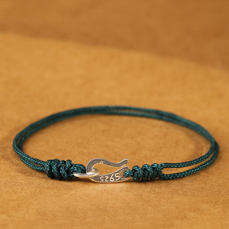 Braccialetto colorato con corda rossa e gancio in argento sterling 925 Buddha Stones - Verde acqua - 20 centimetri - image 19