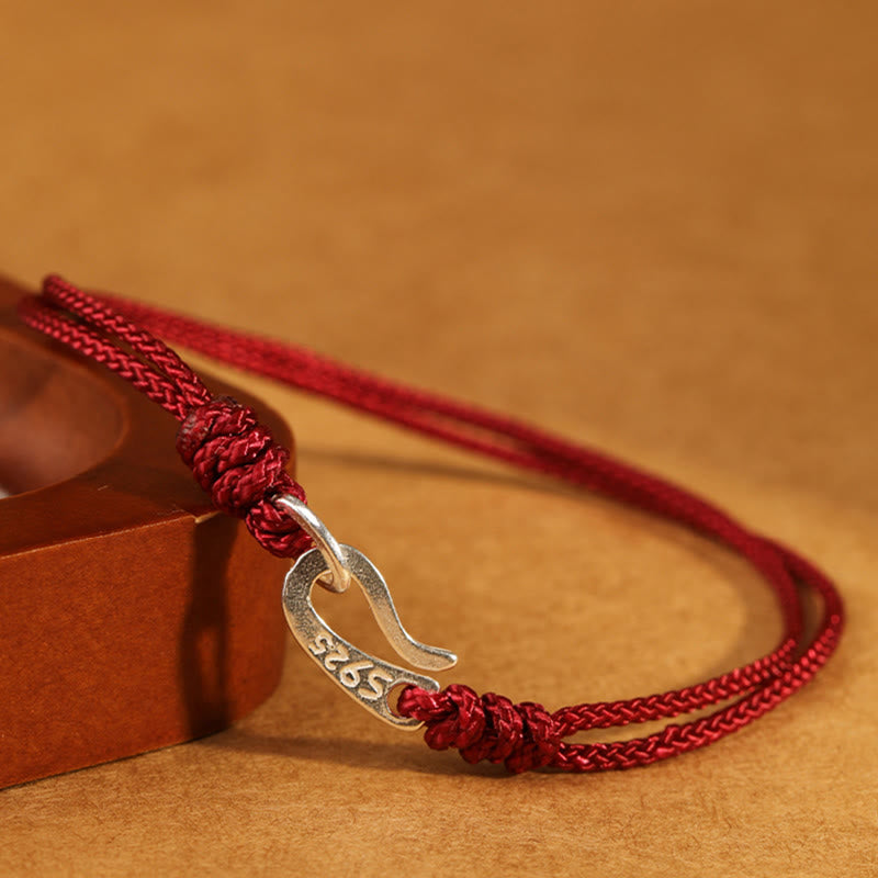 Braccialetto colorato con corda rossa e gancio in argento sterling 925 Buddha Stones - image 1