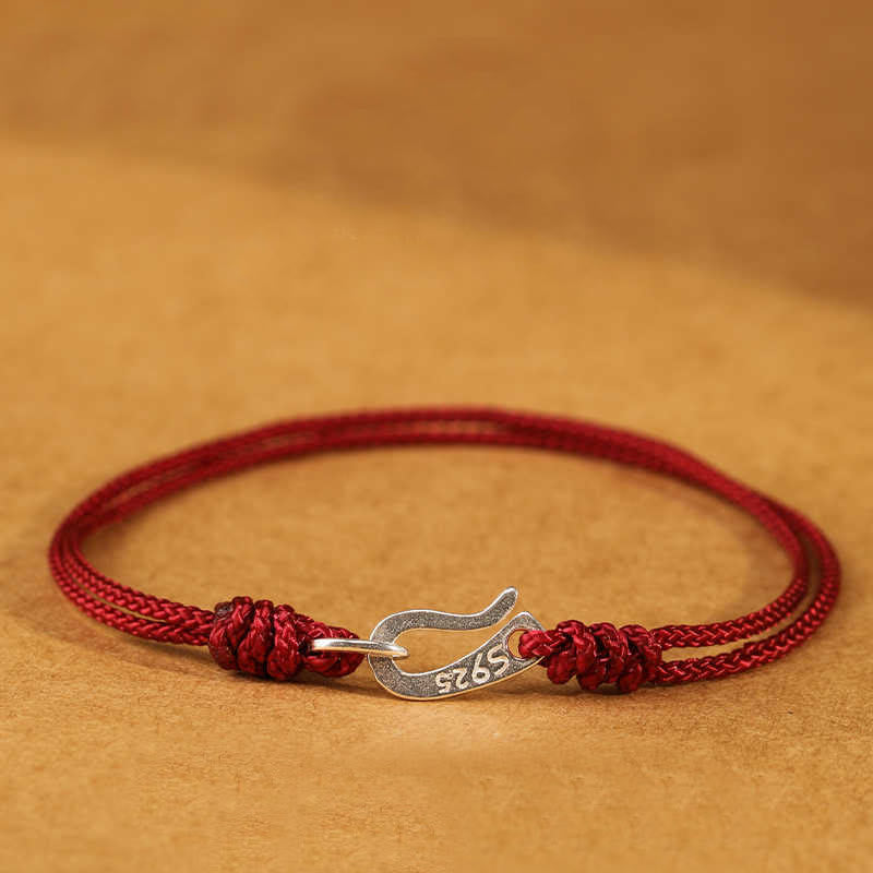 Braccialetto colorato con corda rossa e gancio in argento sterling 925 Buddha Stones - Cremisi - 20 centimetri - image 0