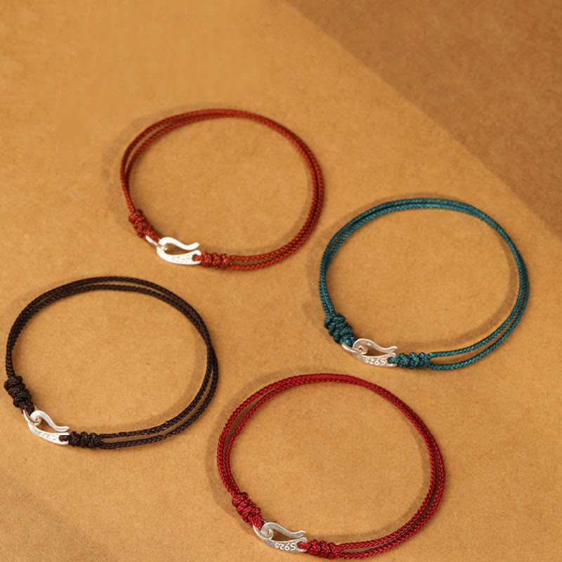 Braccialetto colorato con corda rossa e gancio in argento sterling 925 Buddha Stones - image 20