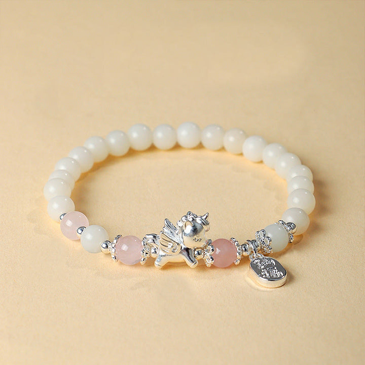 Bracciale Buddha Stones in argento sterling 999 con ossidiana nera naturale e seme di Bodhi, simbolo della forza dell'anno del cavallo - Seme di Bodhi (circonferenza del polso: 13-15 cm) - image 7