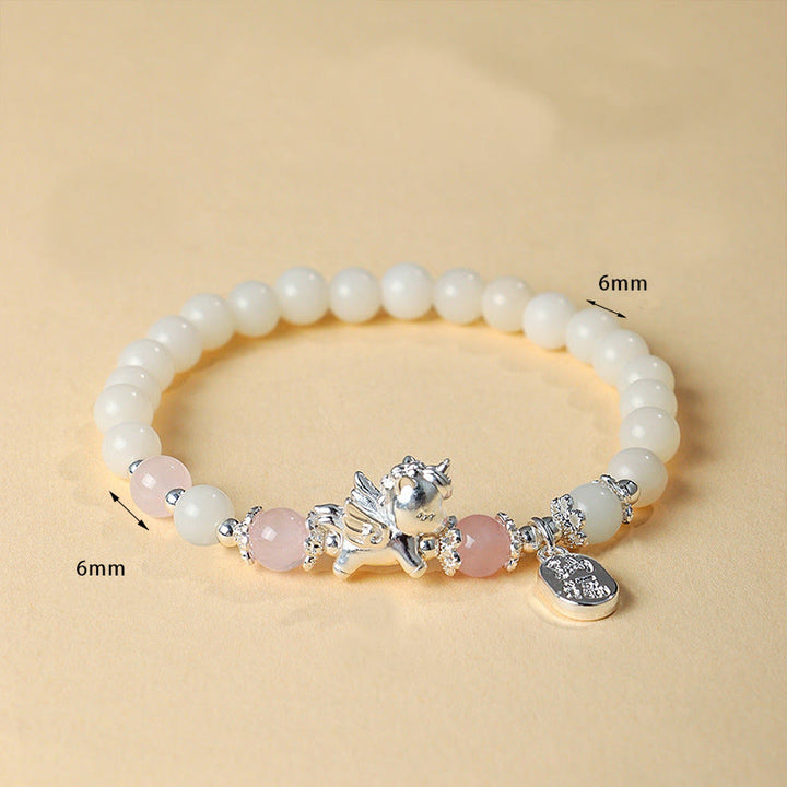 Bracciale Buddha Stones in argento sterling 999 con ossidiana nera naturale e seme di Bodhi, simbolo della forza dell'anno del cavallo - image 8