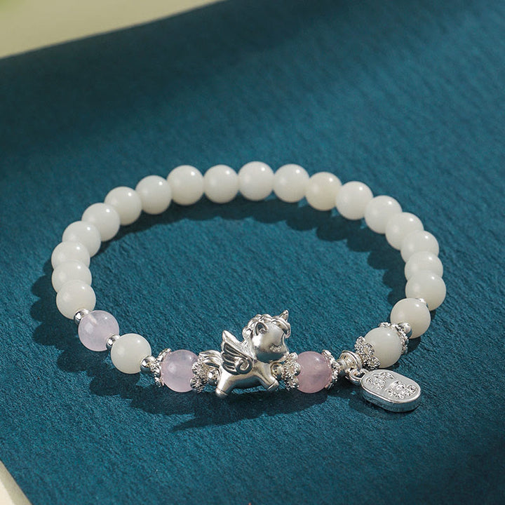 Bracciale Buddha Stones in argento sterling 999 con ossidiana nera naturale e seme di Bodhi, simbolo della forza dell'anno del cavallo - image 10