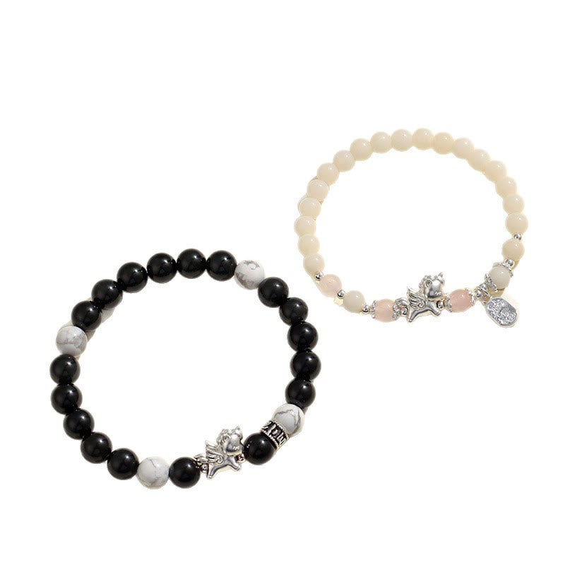 Bracciale Buddha Stones in argento sterling 999 con ossidiana nera naturale e seme di Bodhi, simbolo della forza dell'anno del cavallo - image 15