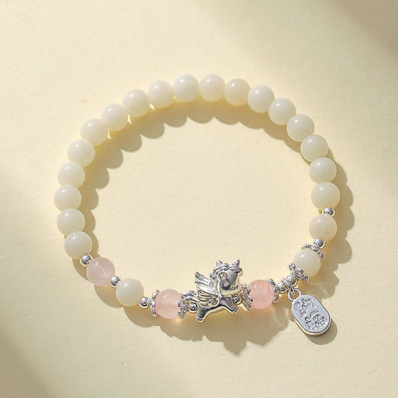 Bracciale Buddha Stones in argento sterling 999 con ossidiana nera naturale e seme di Bodhi, simbolo della forza dell'anno del cavallo - image 9