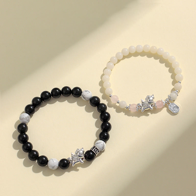 Bracciale Buddha Stones in argento sterling 999 con ossidiana nera naturale e seme di Bodhi, simbolo della forza dell'anno del cavallo - image 14