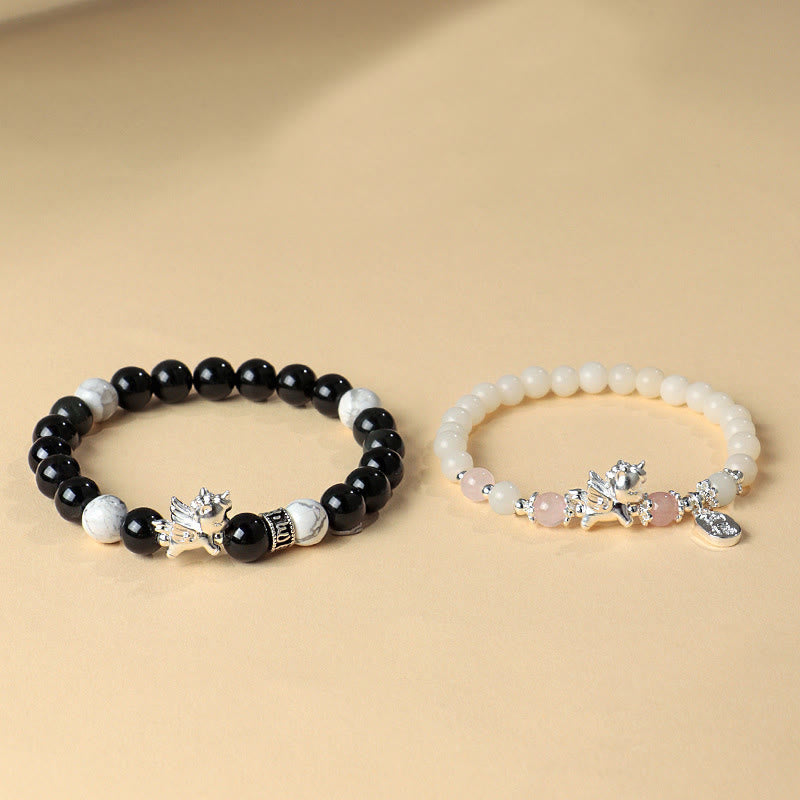 Bracciale Buddha Stones in argento sterling 999 con ossidiana nera naturale e seme di Bodhi, simbolo della forza dell'anno del cavallo - image 13